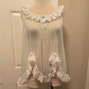 Sheer Chiffon Lace-Trim Babydoll Nightie